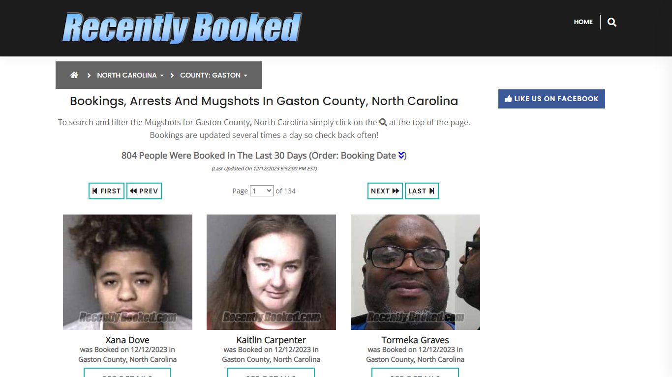 Recent bookings, Arrests, Mugshots in Gaston County, North Carolina